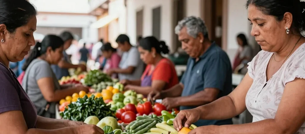 Oaxaca City, Seen Between Market Stalls